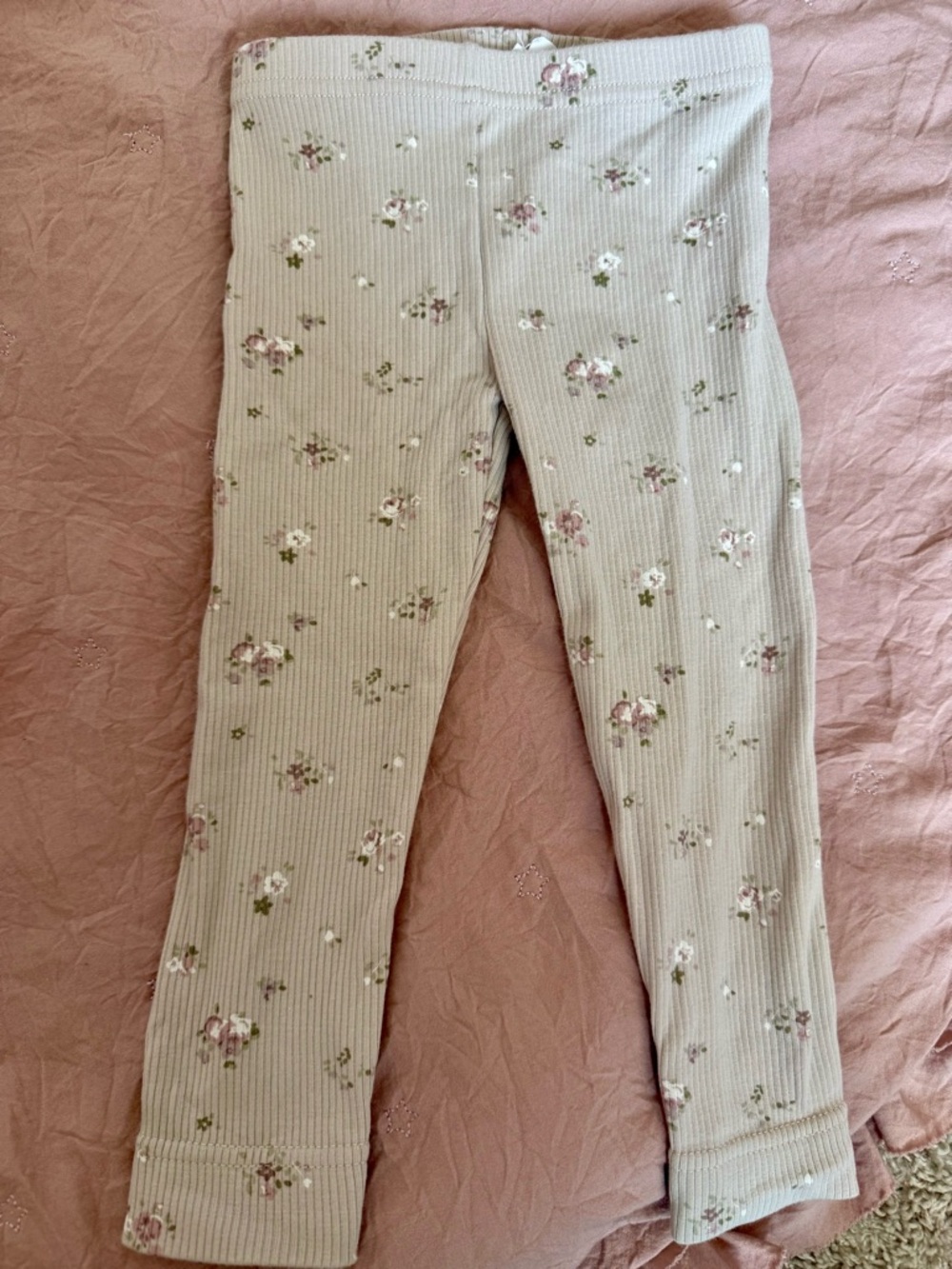 Jamie Kay Ribbed Floral Leggings with Pink Blossoms